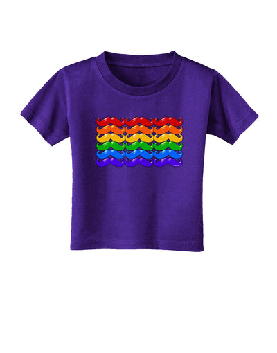 Rainbow Mustaches Gay Pride Flag Toddler T-Shirt Dark-Toddler T-Shirt-TooLoud-Purple-2T-Davson Sales