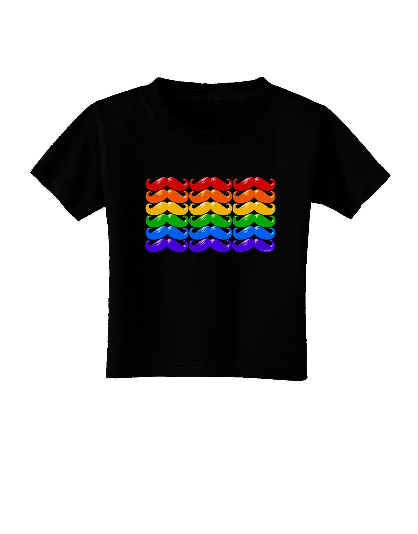 Rainbow Mustaches Gay Pride Flag Toddler T-Shirt Dark-Toddler T-Shirt-TooLoud-Black-2T-Davson Sales