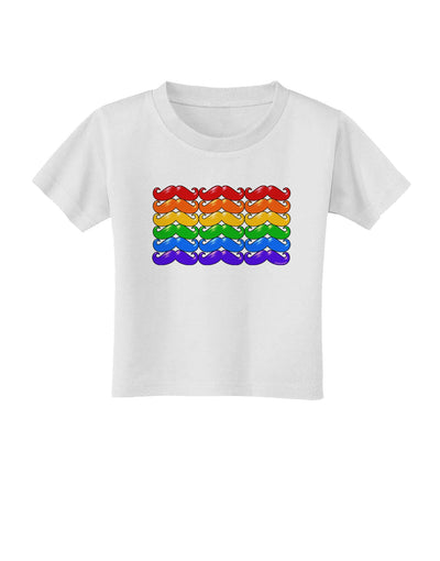 Rainbow Mustaches Gay Pride Flag Toddler T-Shirt-Toddler T-Shirt-TooLoud-White-2T-Davson Sales