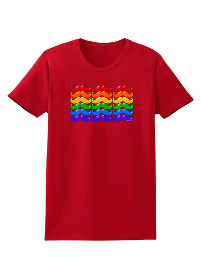 Rainbow Mustaches Gay Pride Flag Womens Dark T-Shirt-TooLoud-Red-X-Small-Davson Sales