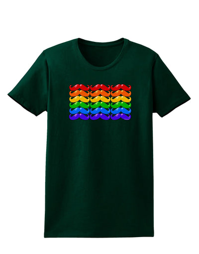 Rainbow Mustaches Gay Pride Flag Womens Dark T-Shirt-TooLoud-Forest-Green-Small-Davson Sales