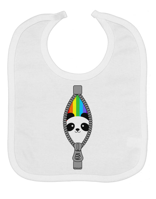Rainbow Panda Peeking Out of Zipper Baby Bib by TooLoud