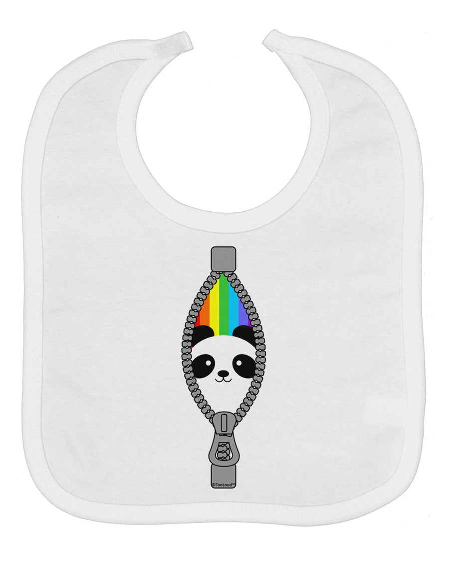 Rainbow Panda Peeking Out of Zipper Baby Bib by TooLoud