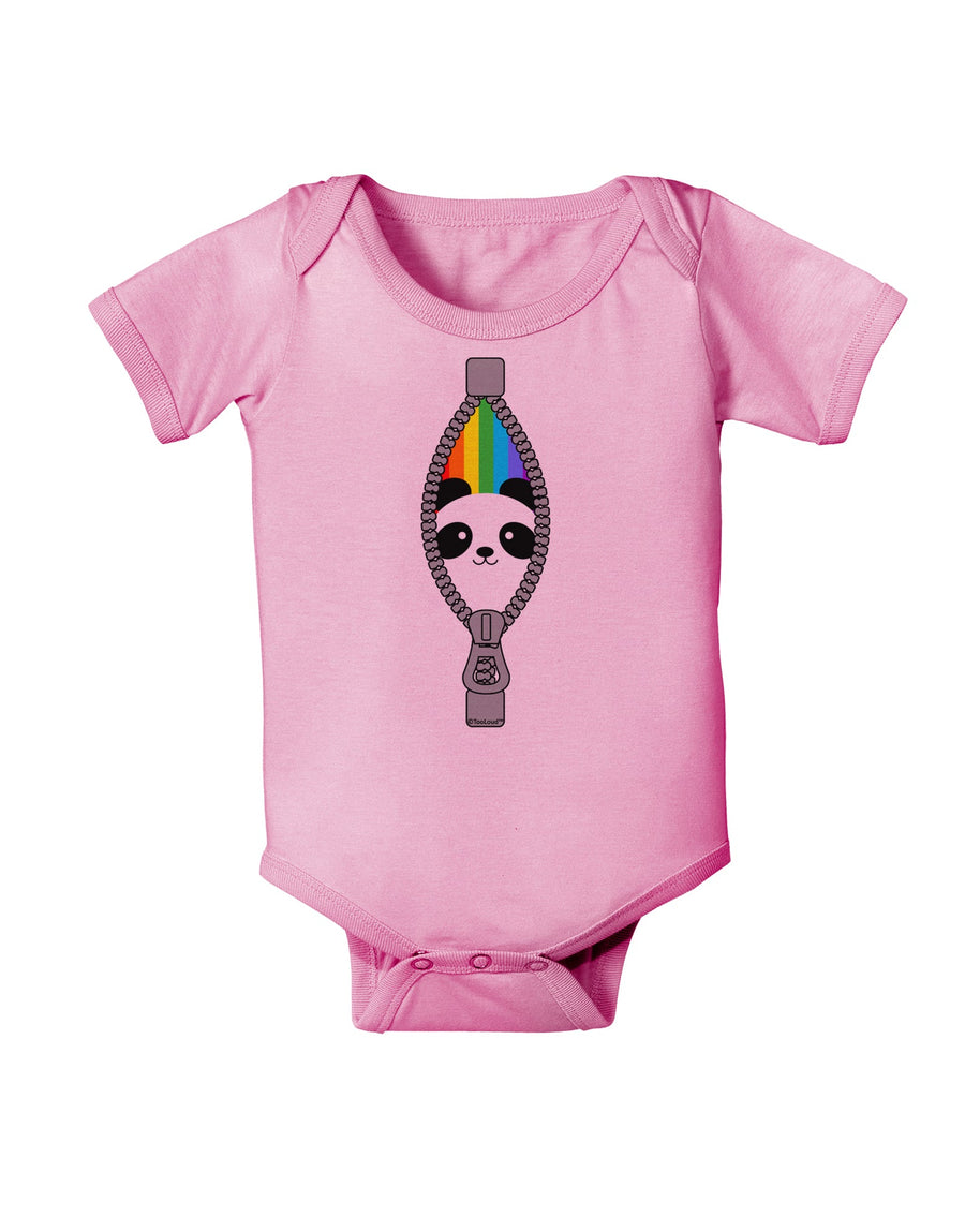 Rainbow Panda Peeking Out of Zipper Baby Romper Bodysuit by TooLoud-Baby Romper-TooLoud-White-06-Months-Davson Sales