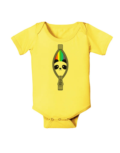 Rainbow Panda Peeking Out of Zipper Baby Romper Bodysuit by TooLoud-Baby Romper-TooLoud-Yellow-06-Months-Davson Sales