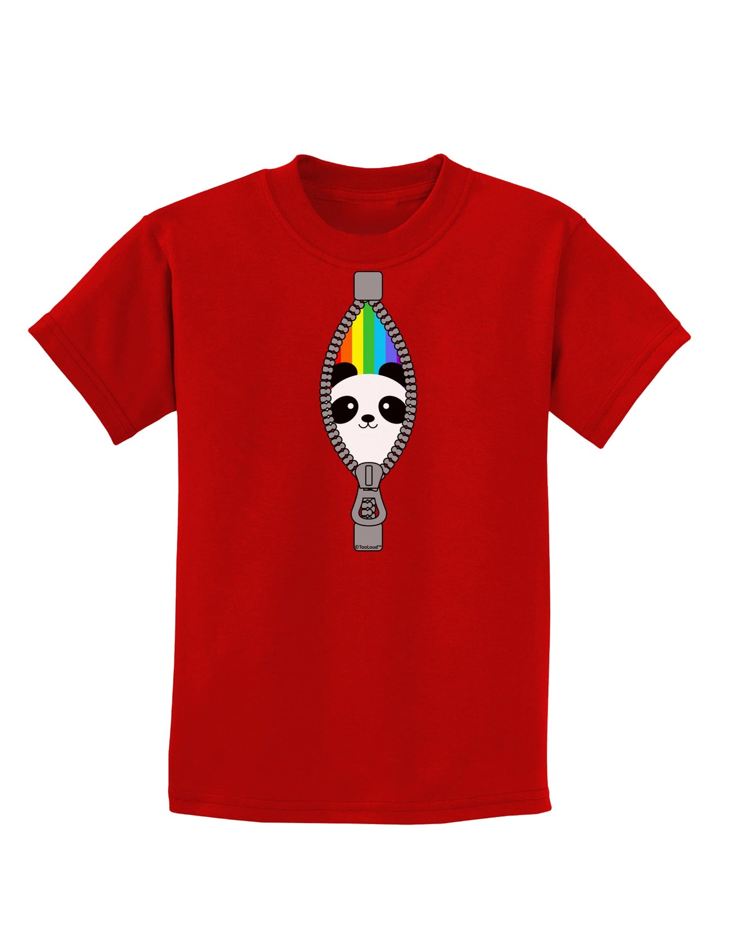 Rainbow Panda Peeking Out of Zipper Childrens Dark T-Shirt by TooLoud-Childrens T-Shirt-TooLoud-Red-X-Small-Davson Sales