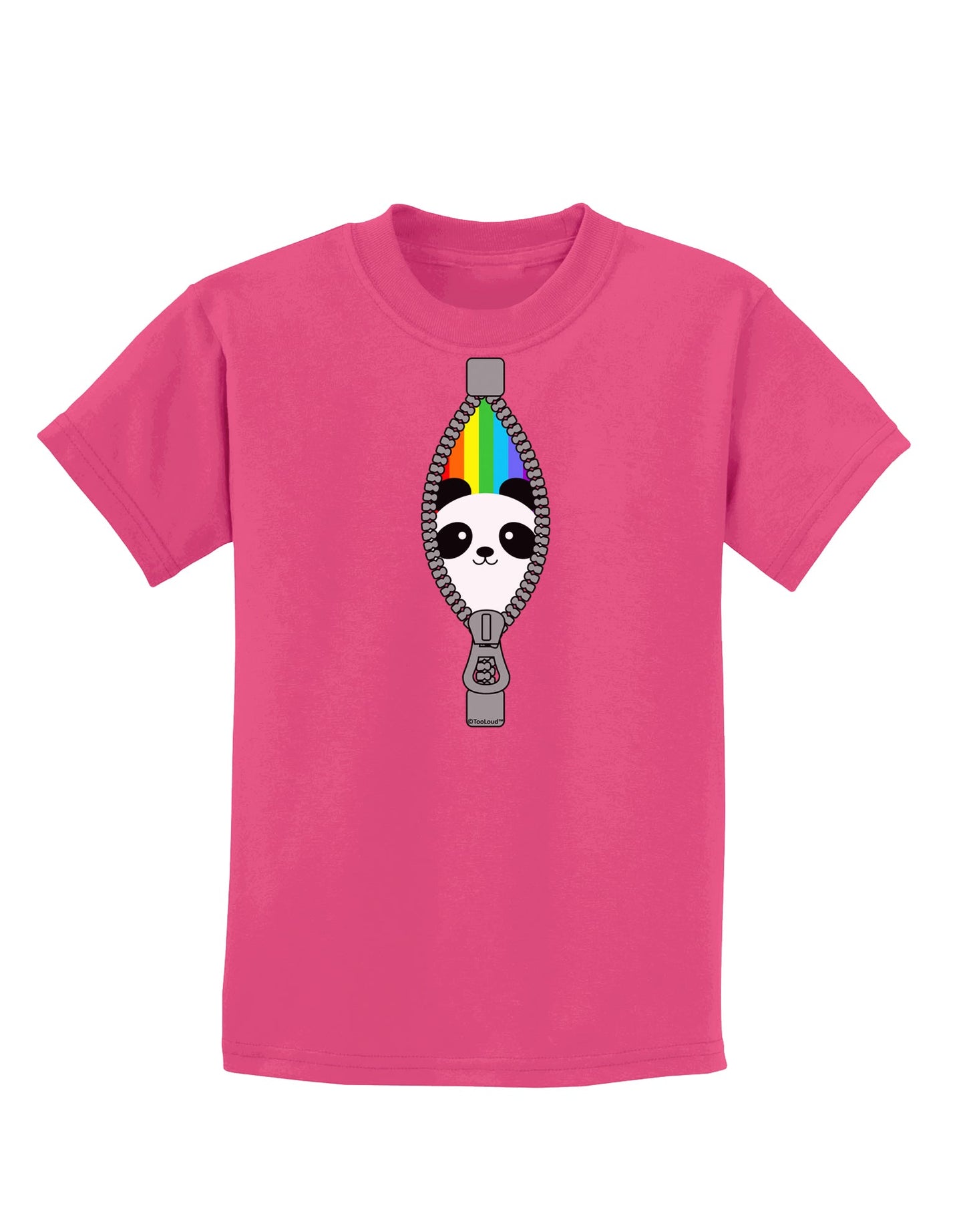 Rainbow Panda Peeking Out of Zipper Childrens Dark T-Shirt by TooLoud-Childrens T-Shirt-TooLoud-Sangria-X-Small-Davson Sales