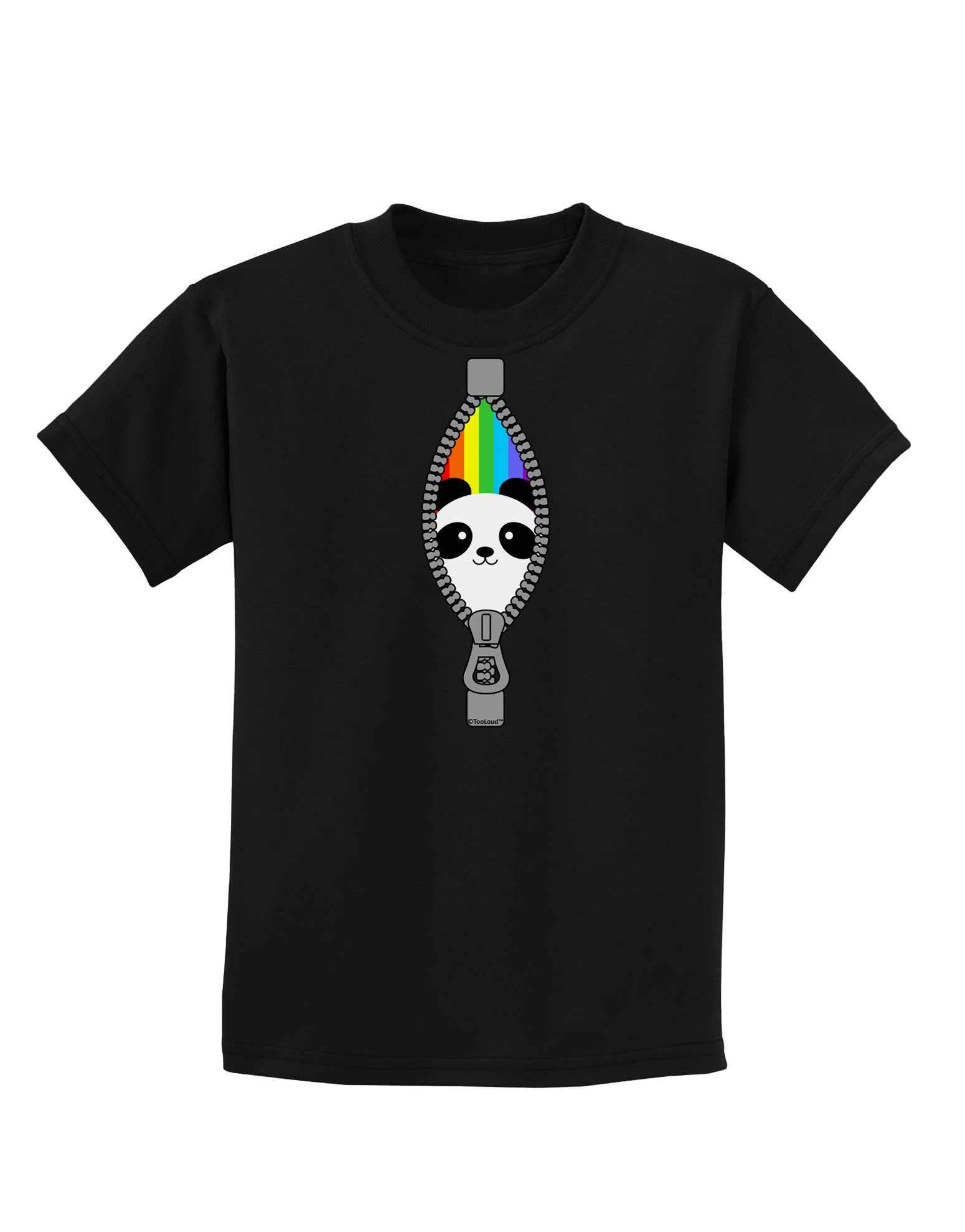 Rainbow Panda Peeking Out of Zipper Childrens Dark T-Shirt by TooLoud-Childrens T-Shirt-TooLoud-Black-X-Small-Davson Sales
