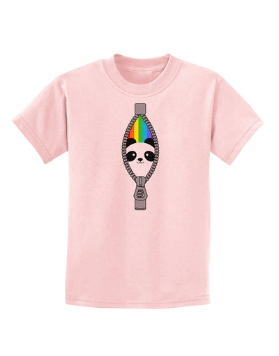 Rainbow Panda Peeking Out of Zipper Childrens T-Shirt by TooLoud-Childrens T-Shirt-TooLoud-PalePink-X-Small-Davson Sales