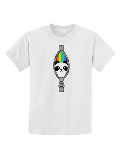 Rainbow Panda Peeking Out of Zipper Childrens T-Shirt by TooLoud-Childrens T-Shirt-TooLoud-White-X-Small-Davson Sales