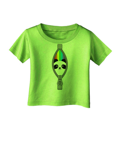 Rainbow Panda Peeking Out of Zipper Infant T-Shirt by TooLoud-Infant T-Shirt-TooLoud-Lime-Green-06-Months-Davson Sales