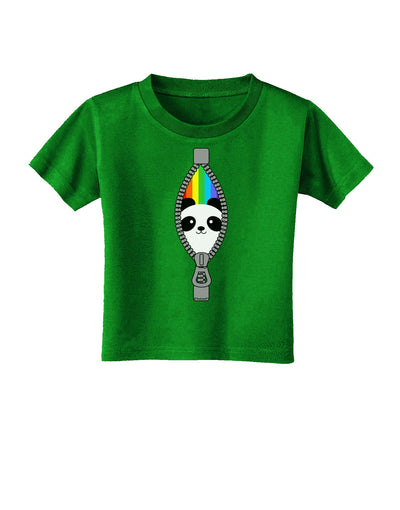 Rainbow Panda Peeking Out of Zipper Toddler T-Shirt Dark by TooLoud-Toddler T-Shirt-TooLoud-Clover-Green-2T-Davson Sales