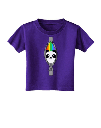 Rainbow Panda Peeking Out of Zipper Toddler T-Shirt Dark by TooLoud-Toddler T-Shirt-TooLoud-Purple-2T-Davson Sales