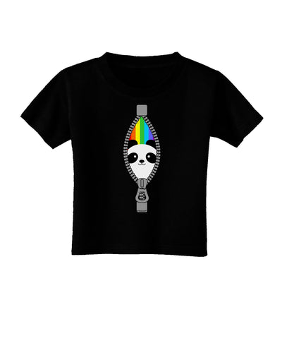 Rainbow Panda Peeking Out of Zipper Toddler T-Shirt Dark by TooLoud-Toddler T-Shirt-TooLoud-Black-2T-Davson Sales