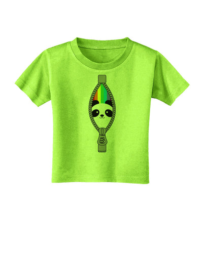 Rainbow Panda Peeking Out of Zipper Toddler T-Shirt by TooLoud-Toddler T-Shirt-TooLoud-Lime-Green-2T-Davson Sales