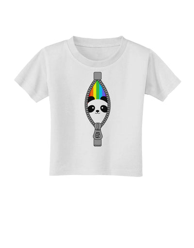 Rainbow Panda Peeking Out of Zipper Toddler T-Shirt by TooLoud-Toddler T-Shirt-TooLoud-White-2T-Davson Sales