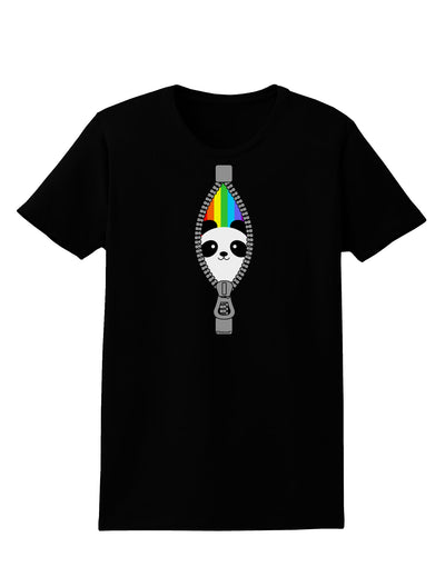 Rainbow Panda Peeking Out of Zipper Womens Dark T-Shirt by TooLoud-Womens T-Shirt-TooLoud-Black-X-Small-Davson Sales