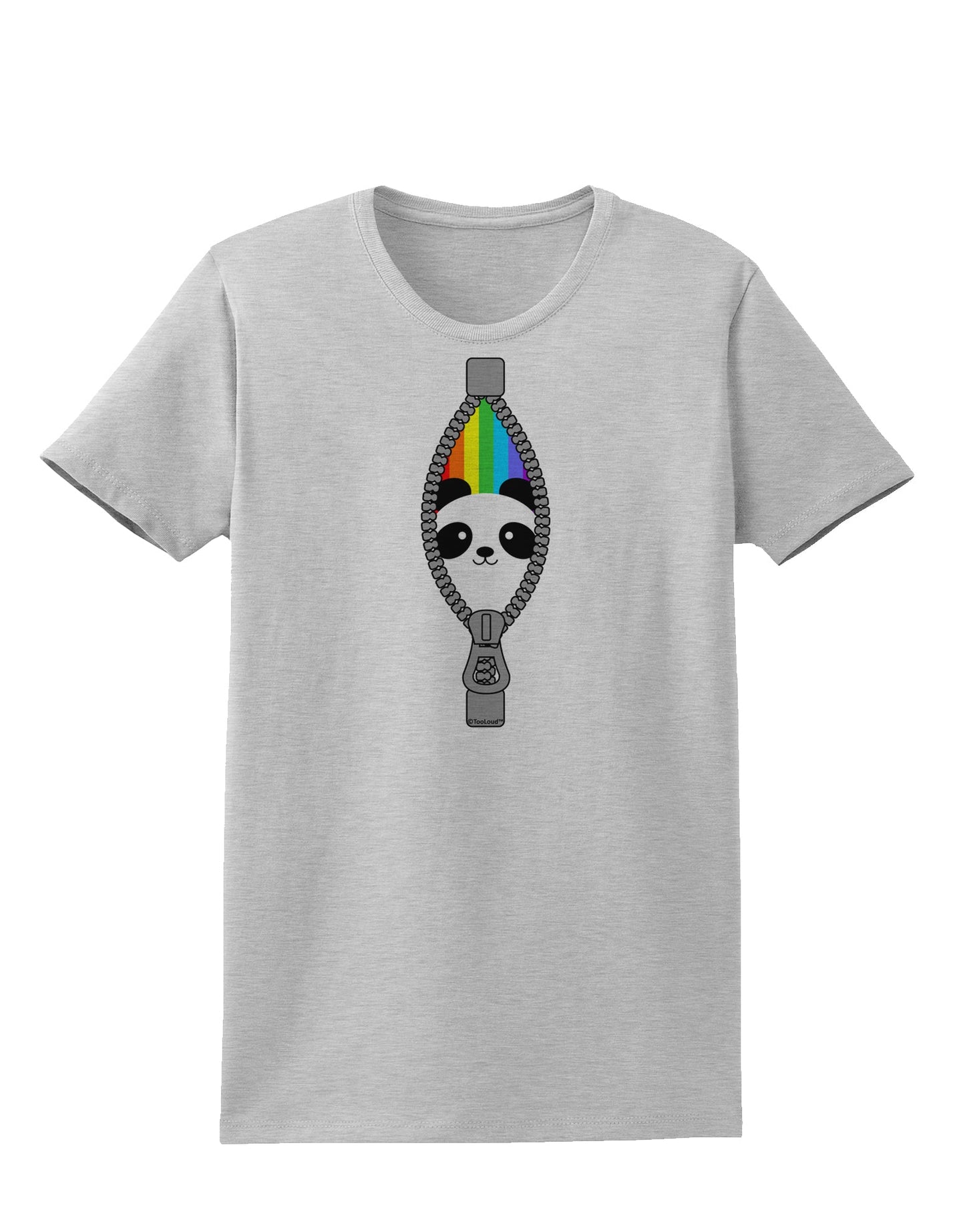 Rainbow Panda Peeking Out of Zipper Womens T-Shirt by TooLoud-Womens T-Shirt-TooLoud-AshGray-X-Small-Davson Sales