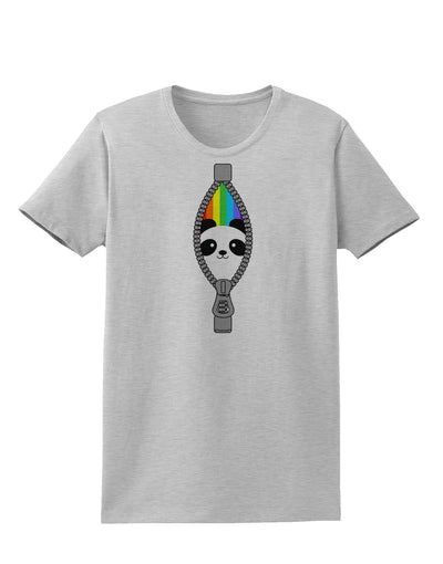 Rainbow Panda Peeking Out of Zipper Womens T-Shirt by TooLoud-Womens T-Shirt-TooLoud-AshGray-X-Small-Davson Sales