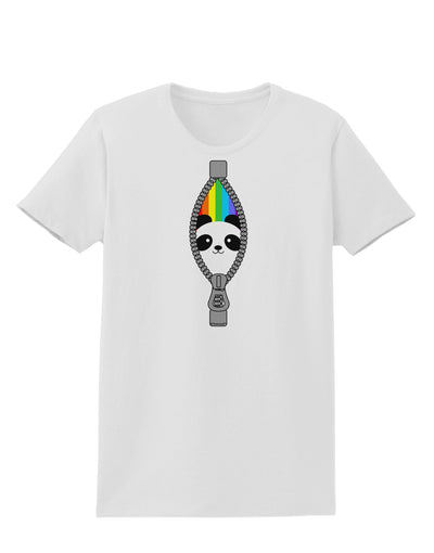 Rainbow Panda Peeking Out of Zipper Womens T-Shirt by TooLoud-Womens T-Shirt-TooLoud-White-X-Small-Davson Sales