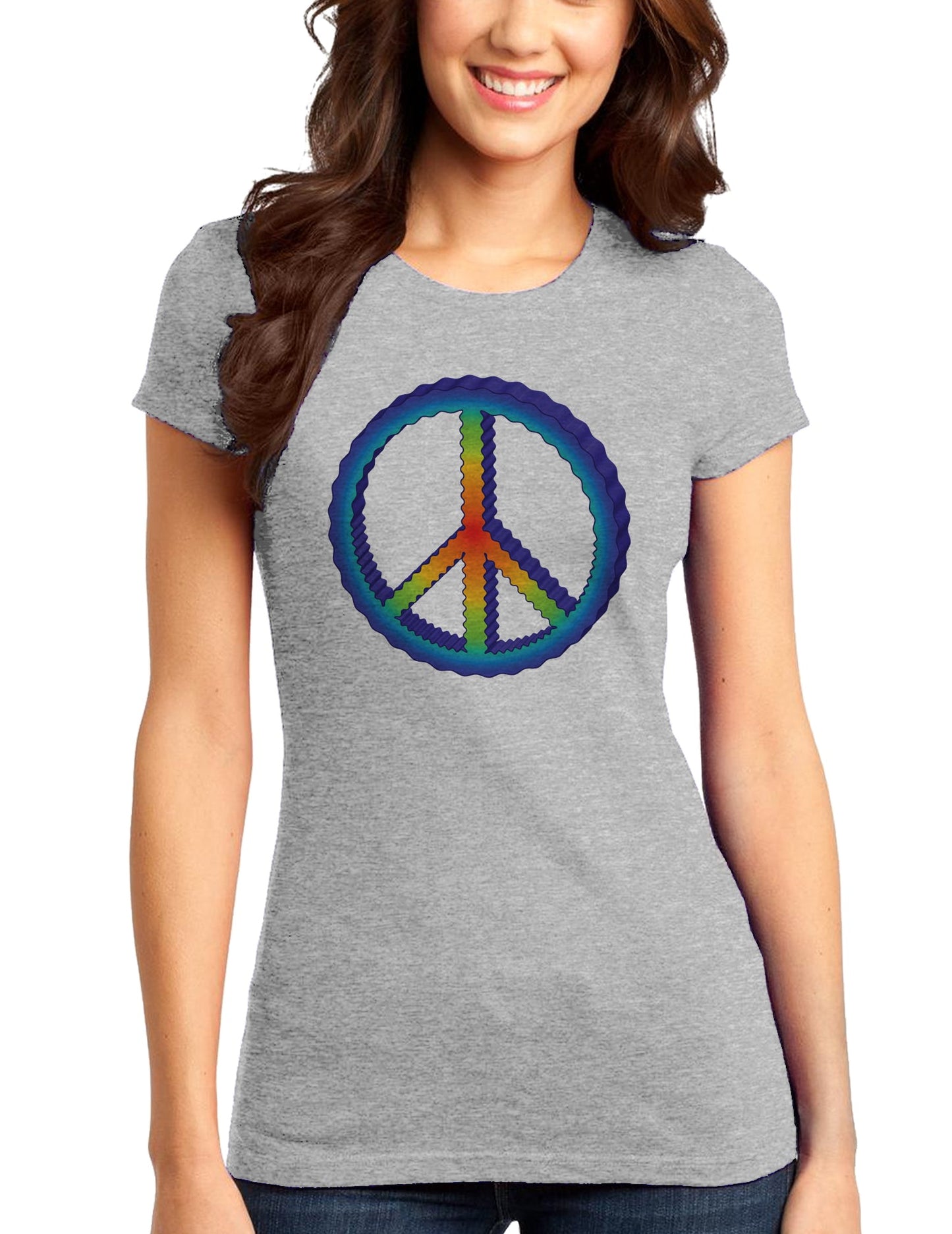 Rainbow Peace Juniors T-Shirt-Womens Juniors T-Shirt-TooLoud-Ash-Gray-Juniors Fitted XS-Davson Sales
