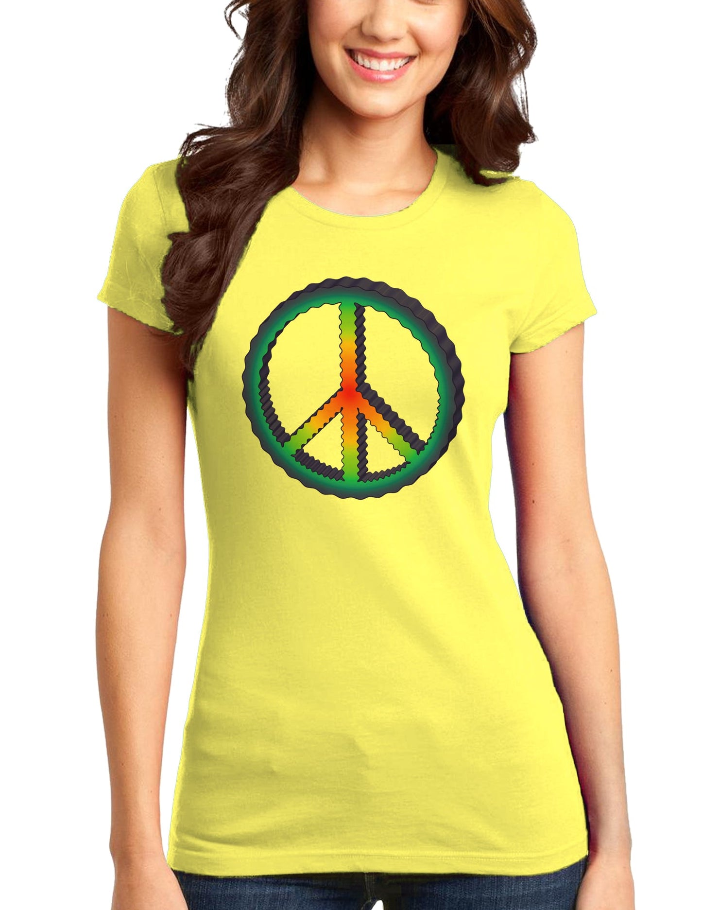 Rainbow Peace Juniors T-Shirt-Womens Juniors T-Shirt-TooLoud-Yellow-Juniors Fitted XS-Davson Sales