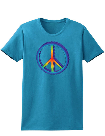 Rainbow Peace Womens Dark T-Shirt-TooLoud-Turquoise-X-Small-Davson Sales