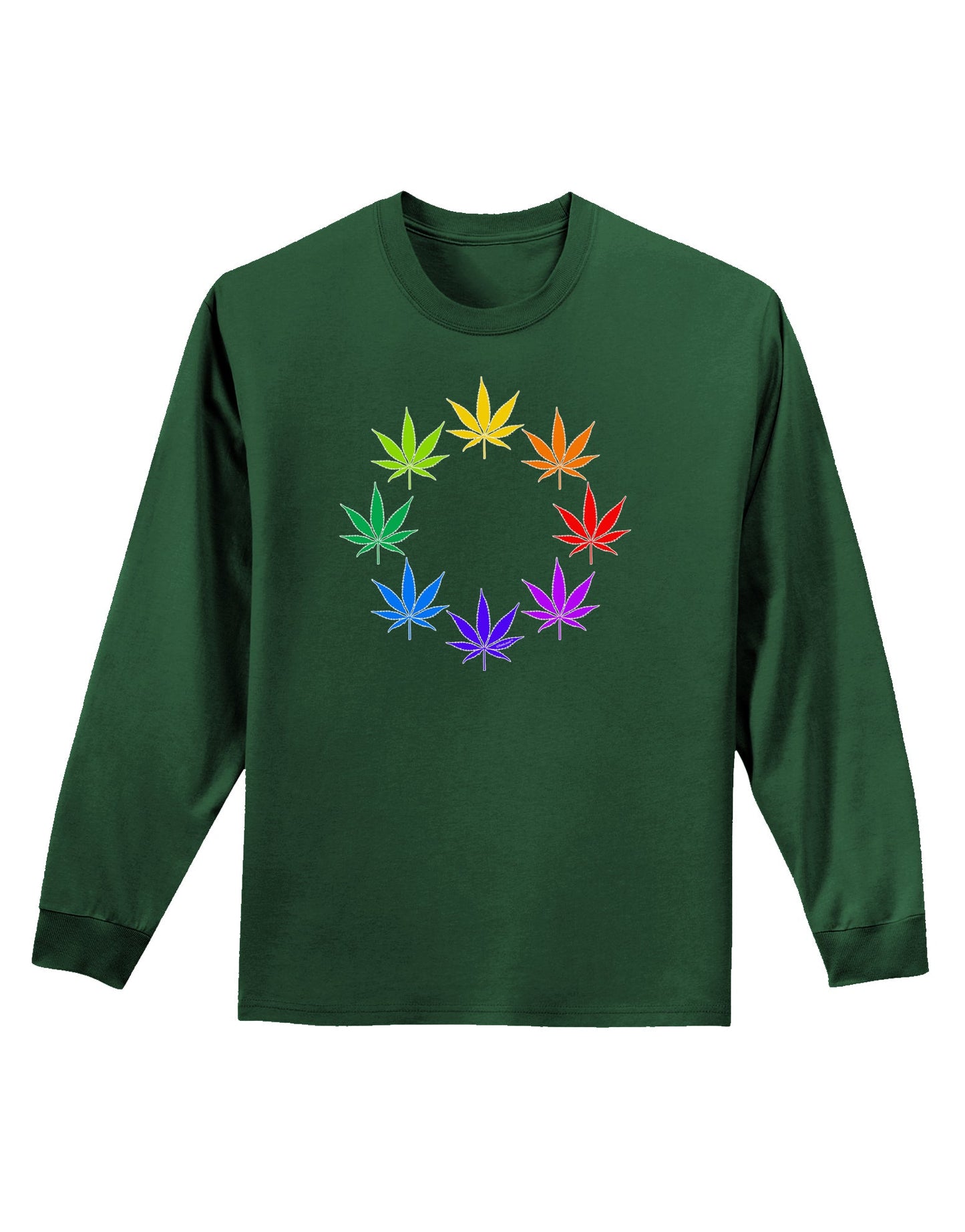 Rainbow Pot - Marijuana Leaf Adult Long Sleeve Dark T-Shirt-TooLoud-Dark-Green-Small-Davson Sales