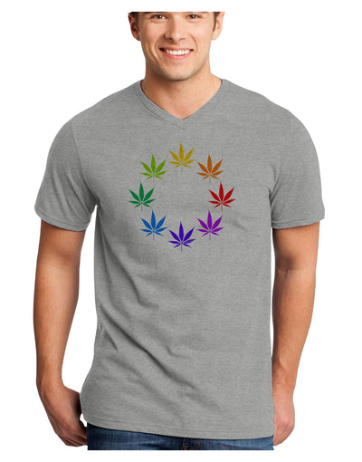 Rainbow Pot - Marijuana Leaf Adult V-Neck T-shirt-Mens V-Neck T-Shirt-TooLoud-HeatherGray-Small-Davson Sales