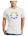 Rainbow Pot - Marijuana Leaf Adult V-Neck T-shirt-Mens V-Neck T-Shirt-TooLoud-White-Small-Davson Sales