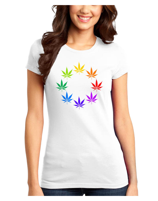 Rainbow Pot - Marijuana Leaf Juniors T-Shirt-Womens Juniors T-Shirt-TooLoud-White-Juniors Fitted XS-Davson Sales