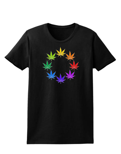 Rainbow Pot - Marijuana Leaf Womens Dark T-Shirt-Womens T-Shirt-TooLoud-Black-X-Small-Davson Sales