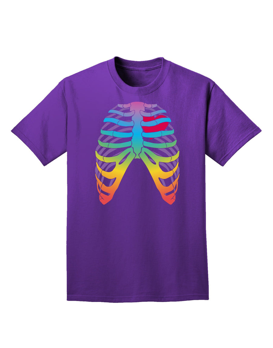 Rainbow Skeleton Ribcage with Heart Adult Dark T-Shirt-Mens T-Shirt-TooLoud-Black-Small-Davson Sales