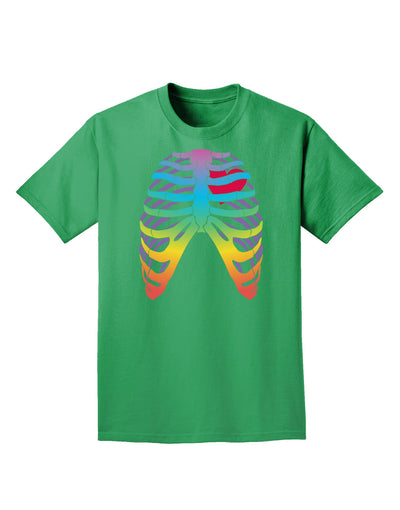 Rainbow Skeleton Ribcage with Heart Adult Dark T-Shirt-Mens T-Shirt-TooLoud-Kelly-Green-Small-Davson Sales