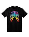 Rainbow Skeleton Ribcage with Heart Adult Dark V-Neck T-Shirt-Mens V-Neck T-Shirt-TooLoud-Black-Small-Davson Sales