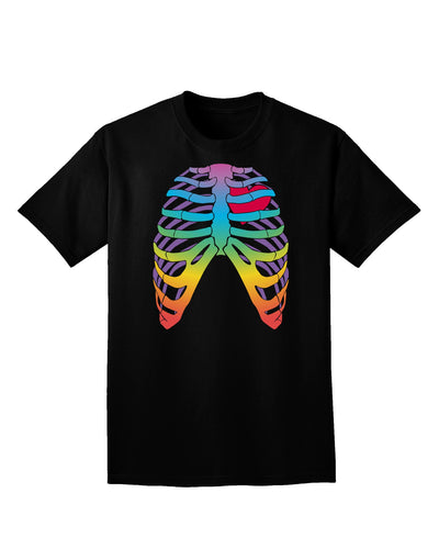 Rainbow Skeleton Ribcage with Heart Adult Dark V-Neck T-Shirt-Mens V-Neck T-Shirt-TooLoud-Black-Small-Davson Sales