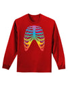 Rainbow Skeleton Ribcage with Heart Adult Long Sleeve Dark T-Shirt-TooLoud-Red-Small-Davson Sales