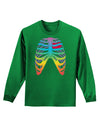 Rainbow Skeleton Ribcage with Heart Adult Long Sleeve Dark T-Shirt-TooLoud-Kelly-Green-Small-Davson Sales