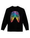 Rainbow Skeleton Ribcage with Heart Adult Long Sleeve Dark T-Shirt-TooLoud-Black-Small-Davson Sales