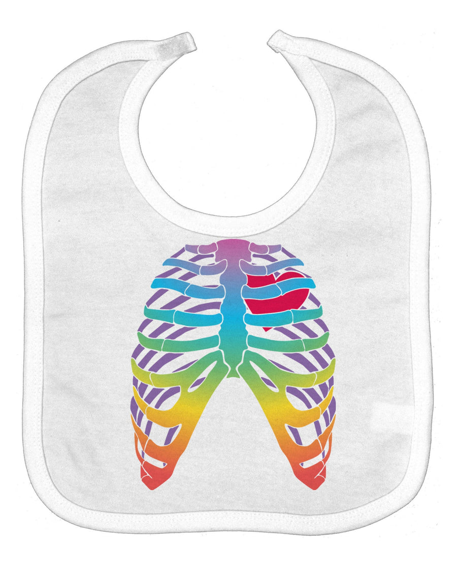 Rainbow Skeleton Ribcage with Heart Baby Bib