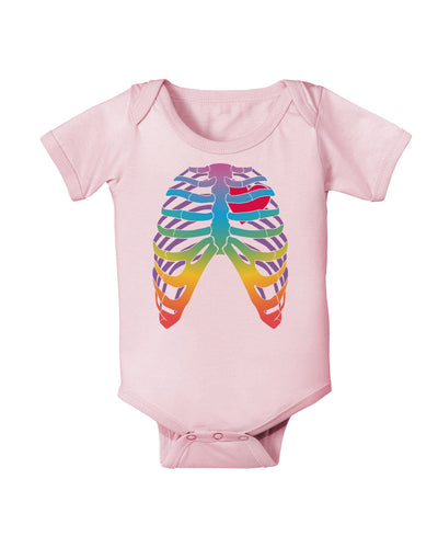 Rainbow Skeleton Ribcage with Heart Baby Romper Bodysuit-Baby Romper-TooLoud-Light-Pink-06-Months-Davson Sales