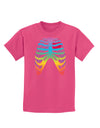 Rainbow Skeleton Ribcage with Heart Childrens Dark T-Shirt-Childrens T-Shirt-TooLoud-Sangria-X-Small-Davson Sales