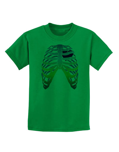 Rainbow Skeleton Ribcage with Heart Childrens T-Shirt-Childrens T-Shirt-TooLoud-Kelly-Green-X-Small-Davson Sales