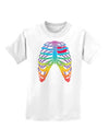 Rainbow Skeleton Ribcage with Heart Childrens T-Shirt-Childrens T-Shirt-TooLoud-White-X-Small-Davson Sales