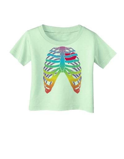 Rainbow Skeleton Ribcage with Heart Infant T-Shirt-Infant T-Shirt-TooLoud-Light-Green-06-Months-Davson Sales