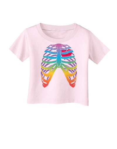 Rainbow Skeleton Ribcage with Heart Infant T-Shirt-Infant T-Shirt-TooLoud-Light-Pink-06-Months-Davson Sales