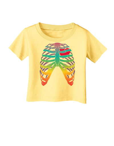 Rainbow Skeleton Ribcage with Heart Infant T-Shirt-Infant T-Shirt-TooLoud-Daffodil-Yellow-06-Months-Davson Sales