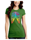 Rainbow Skeleton Ribcage with Heart Juniors Crew Dark T-Shirt-T-Shirts Juniors Tops-TooLoud-Kiwi-Green-Juniors Fitted Small-Davson Sales