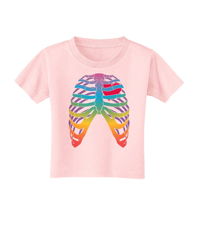 Rainbow Skeleton Ribcage with Heart Toddler T-Shirt-Toddler T-Shirt-TooLoud-Light-Pink-2T-Davson Sales