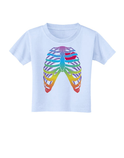 Rainbow Skeleton Ribcage with Heart Toddler T-Shirt-Toddler T-Shirt-TooLoud-Light-Blue-2T-Davson Sales